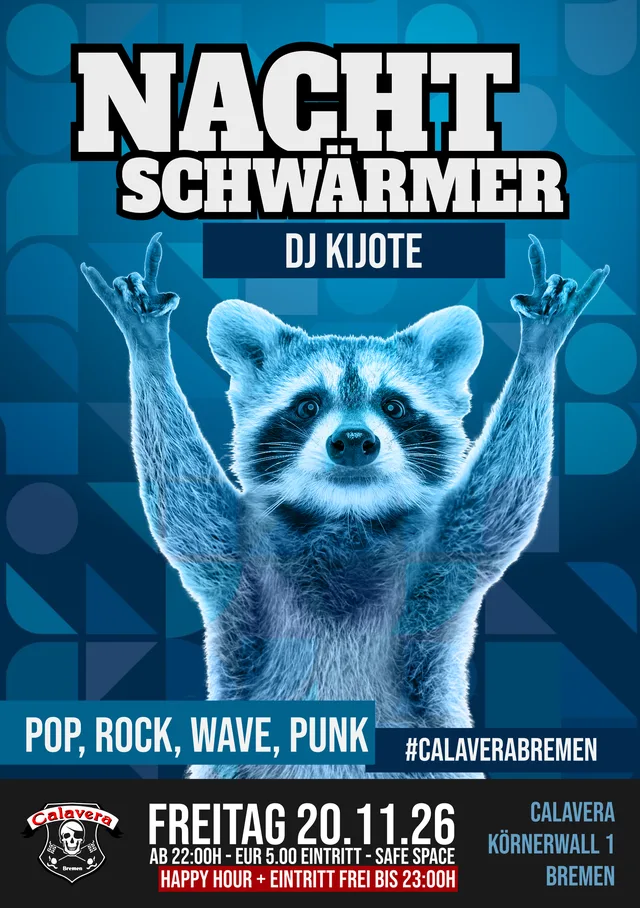 Ein Waschbär in Feierlaune zeigt die sogenannte Pommesgabel